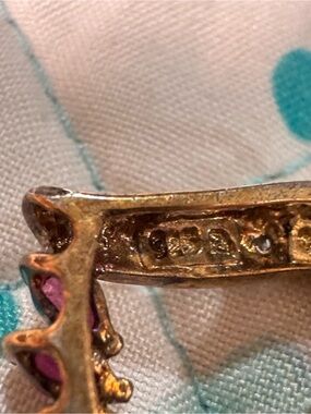 Gold Over Sterling Silver 925 Ruby & Diamond Heart Pendant   Size 0.75" Length